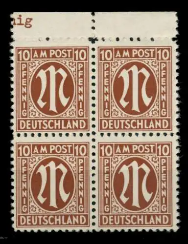 BIZONE AM-POST Nr 6z postfrisch VIERERBLOCK 760D32