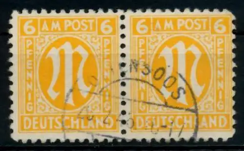 BIZONE AM-POST Nr 4z gestempelt WAAGR PAAR 760E6A
