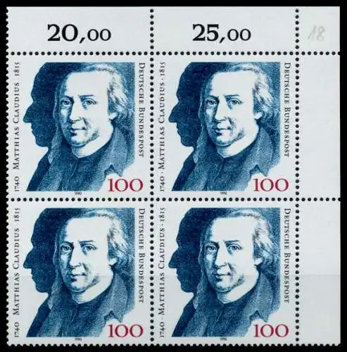 BRD 1990 Nr 1473 postfrisch VIERERBLOCK ECKE-ORE 76CD0A