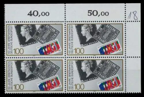 BRD 1990 Nr 1479 postfrisch VIERERBLOCK ECKE-ORE 76CD1E
