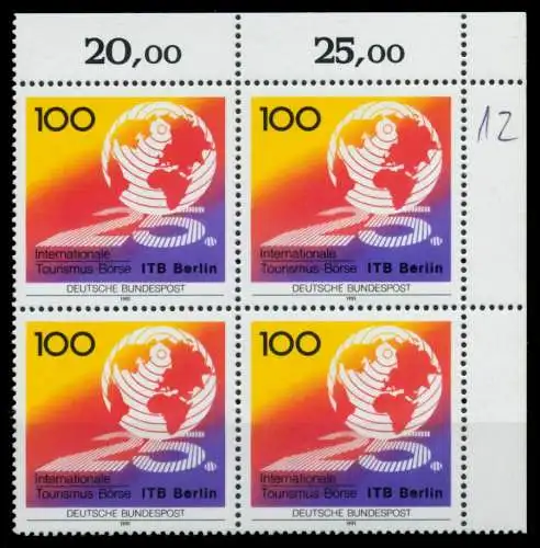 BRD 1991 Nr 1495 postfrisch VIERERBLOCK ECKE-ORE 76CD42