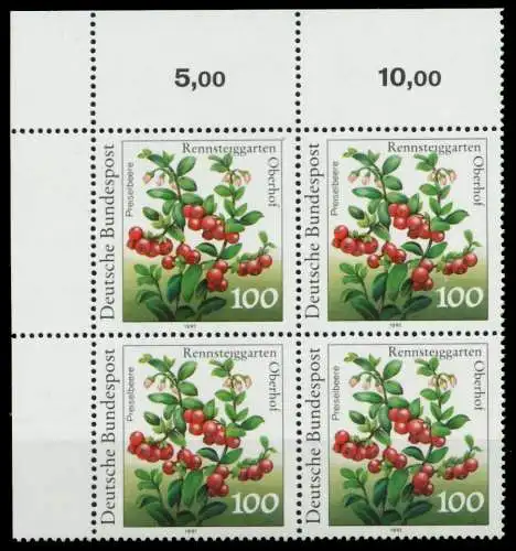 BRD 1991 Nr 1508 postfrisch VIERERBLOCK ECKE-OLI 76CD66
