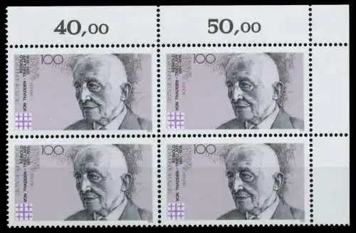 BRD 1991 Nr 1556 postfrisch VIERERBLOCK ECKE-ORE 76CE3E