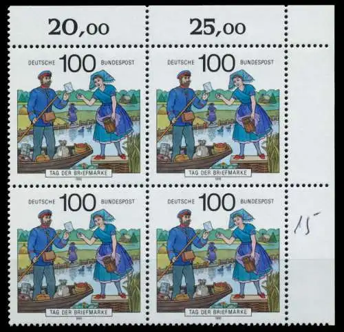 BRD 1991 Nr 1570 postfrisch VIERERBLOCK ECKE-ORE 76CE9E