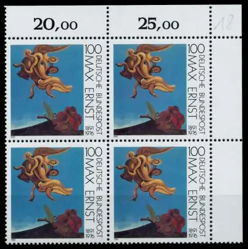 BRD 1991 Nr 1569 postfrisch VIERERBLOCK ECKE-ORE 76CEB2