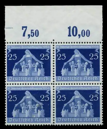 3. REICH 1936 Nr 620 postfrisch VIERERBLOCK ORA 77D43E