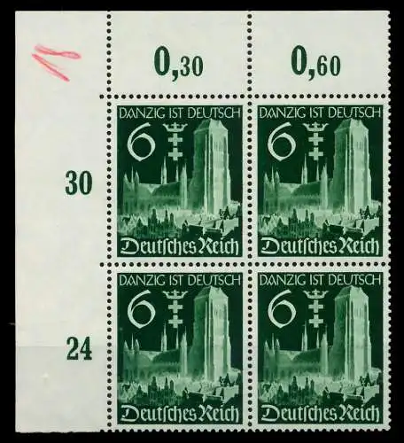 3. REICH 1939 Nr 714 postfrisch VIERERBLOCK ECKE-OLI 77D6D6