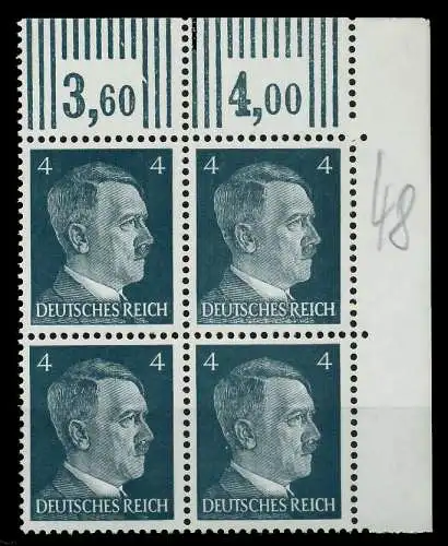 3. REICH 1941 Nr 783 postfrisch VIERERBLOCK ECKE-OLI 7800D2