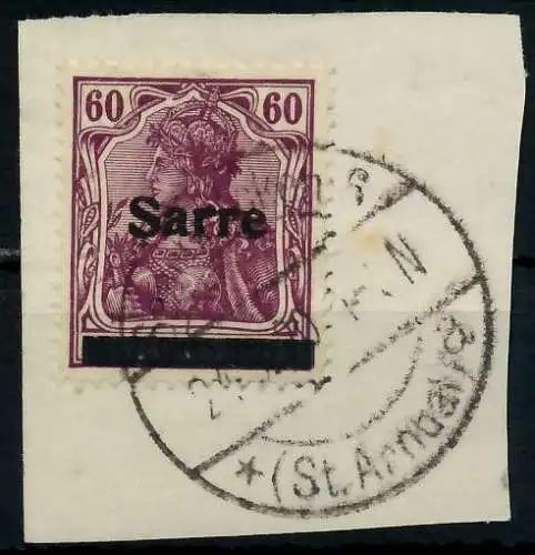 SAARGEBIET GERMANIA Nr 14bI gestempelt Briefst³ck gepr. 7883D2