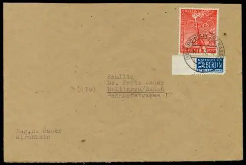 BERLIN 1952 Nr 90 BRIEF EF 78D576