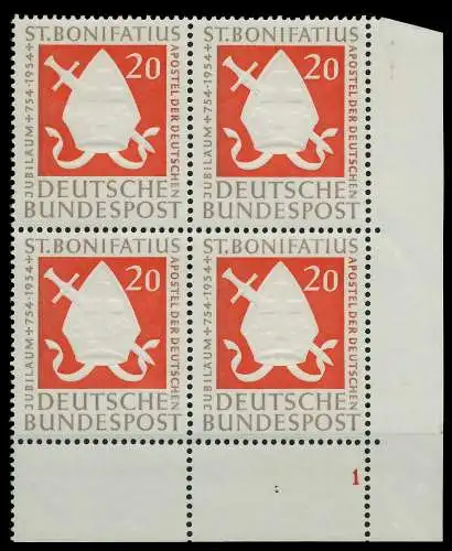 BRD 1954 Nr 199 postfrisch VIERERBLOCK FORM1 78D73E