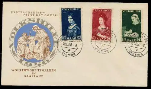 SAARLAND 1956 Nr 376-378 BRIEF FDC 78DC52