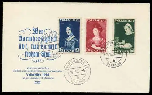 SAARLAND 1956 Nr 376-378 BRIEF FDC 78DC8A