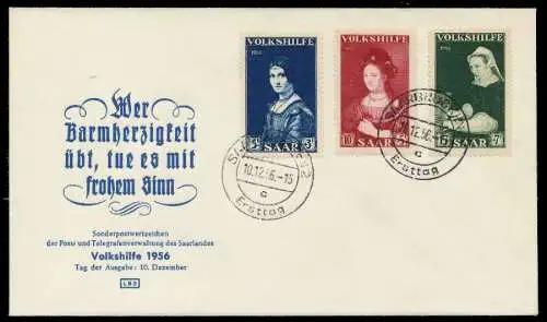 SAARLAND 1956 Nr 376-378 BRIEF FDC 78DC9A