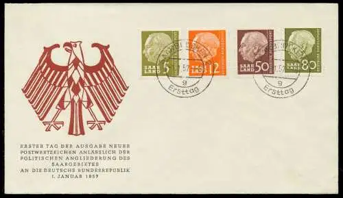 SAAR OPD 1957 Nr 396 u.a. BRIEF FDC 78DCD2