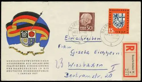 SAAR OPD 1957 Nr 393 u.a. BRIEF MIF 78DCFE