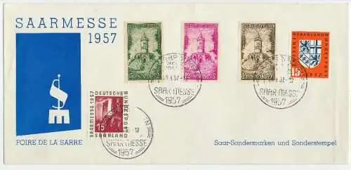 SAARLAND 1956 Nr 373-375 + 379 BRIEF BR 78FDC6