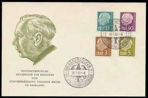 SAAR OPD 1957 Nr 391 + 382 384 388 BRIEF BR 78FED6