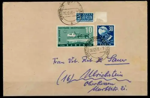 FRANZ. ZONE BADEN Nr 57 BRIEF MIF 78FFDA