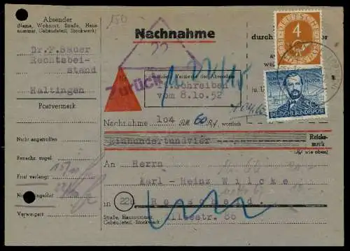 BRD 1952 Nr 150 BRIEF MIF 7902CE