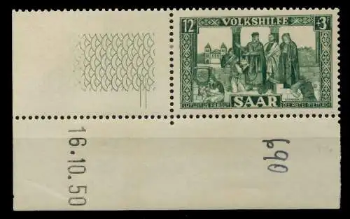 SAARLAND 1950 Nr 300 Br postfrisch ECKE-URE 792B8E