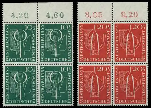 BRD 1955 Nr 217-218 postfrisch VIERERBLOCK ORA 794C86
