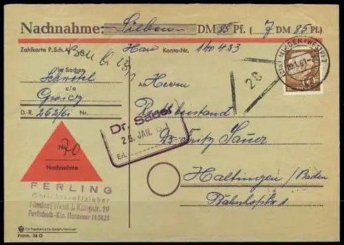 BRD DS HEUSS 2 Nr 262 BRIEF EF 794CDE