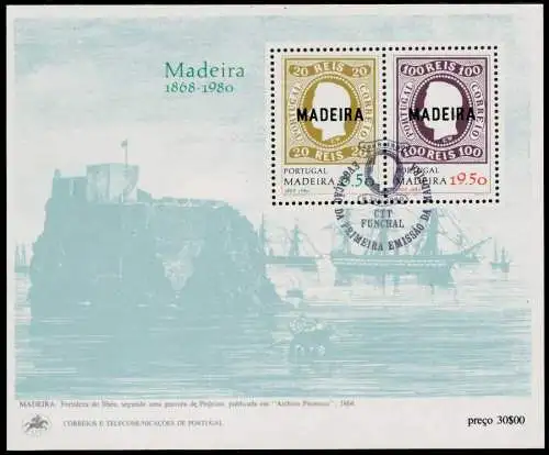 MADEIRA Block 1 zentrisch gestempelt S3CBDB2