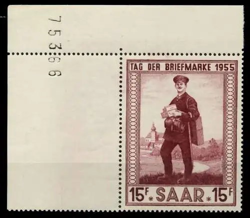 SAARLAND 1955 Nr 361 postfrisch ECKE-OLI 7998DE