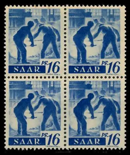 SAARLAND 1947 Nr 213Z postfrisch VIERERBLOCK 79995E