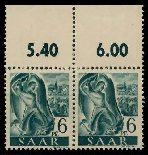 SAARLAND 1947 Nr 208Z postfrisch WAAGR PAAR 7999A2