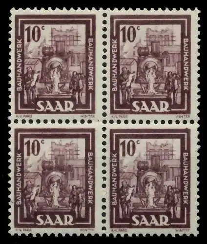 SAARLAND 1949 Nr 272 postfrisch VIERERBLOCK 799A02