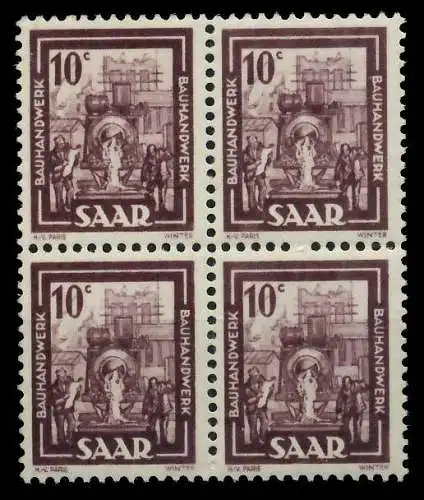SAARLAND 1949 Nr 272 postfrisch VIERERBLOCK 799A06