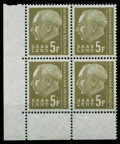 SAAR OPD 1957 Nr 411 postfrisch VIERERBLOCK ECKE-ULI 799A42