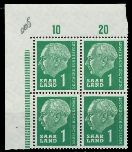 SAAR OPD 1957 Nr 380 postfrisch VIERERBLOCK ECKE-OLI 799B96