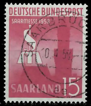 SAAR OPD 1958 Nr 435 zentrisch gestempelt 79C756