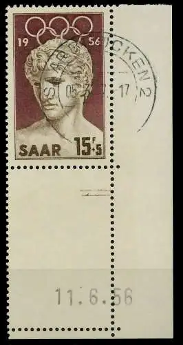 SAARLAND 1956 Nr 372Br zentrisch gestempelt ECKE-URE 79CB36