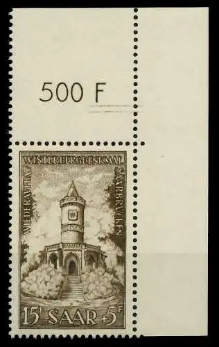 SAARLAND 1956 Nr 375 postfrisch ECKE-ORE 79DBCE