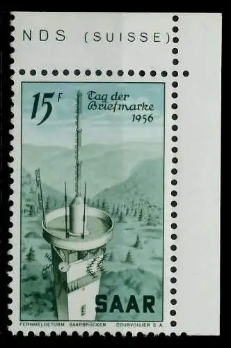 SAARLAND 1956 Nr 369 postfrisch ECKE-ORE 79DC4E