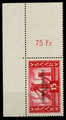 SAARLAND 1955 Nr 362 postfrisch ECKE-OLI 79DD8E