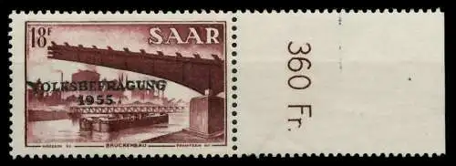 SAARLAND 1955 Nr 363 postfrisch ORA 79DDEE