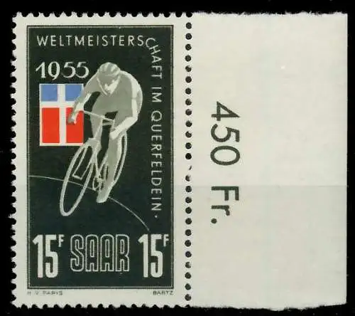 SAARLAND 1955 Nr 357 postfrisch ORA 79DE02