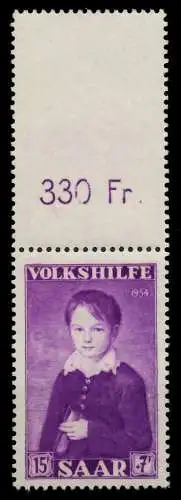SAARLAND 1954 Nr 356L postfrisch ORA 79DF0E