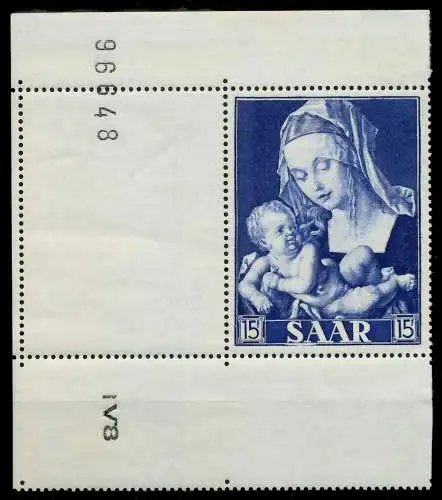SAARLAND 1954 Nr 353L postfrisch ECKE-ULI 79E076