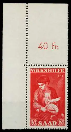 SAARLAND 1954 Nr 354 postfrisch ECKE-OLI 79DF72