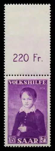 SAARLAND 1954 Nr 356L postfrisch ORA 79DF7A