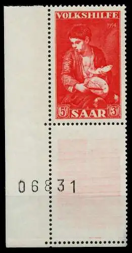 SAARLAND 1954 Nr 354L postfrisch ECKE-ULI 79DF92