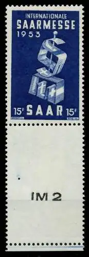 SAARLAND 1953 Nr 341L postfrisch URA 79E0FE