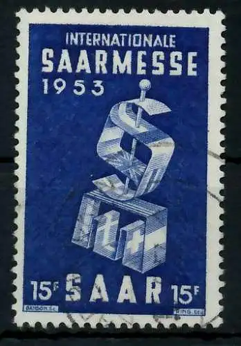 SAARLAND 1953 Nr 341 gestempelt 79E106