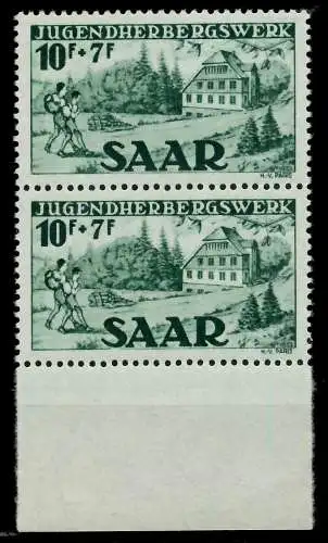 SAARLAND 1949 Nr 263I + 263II postfrisch SENKR PAAR 79E12A